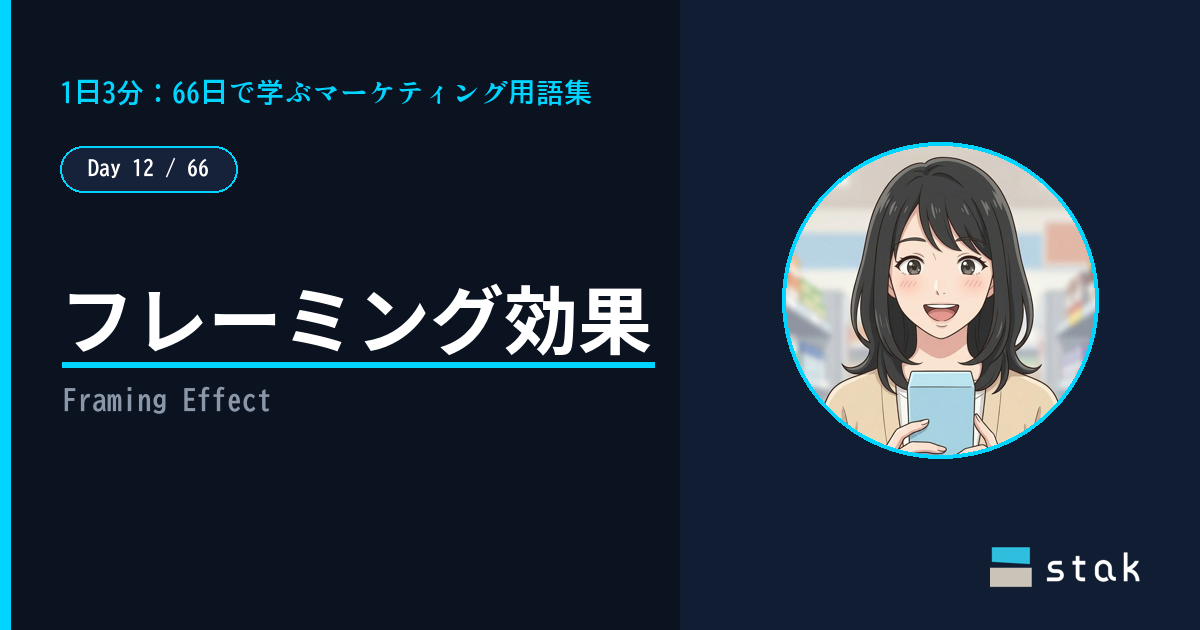 【Day 12/66|1日1マーケ用語】フレーミング効果 ——「90%が満足」に安心したカナの話