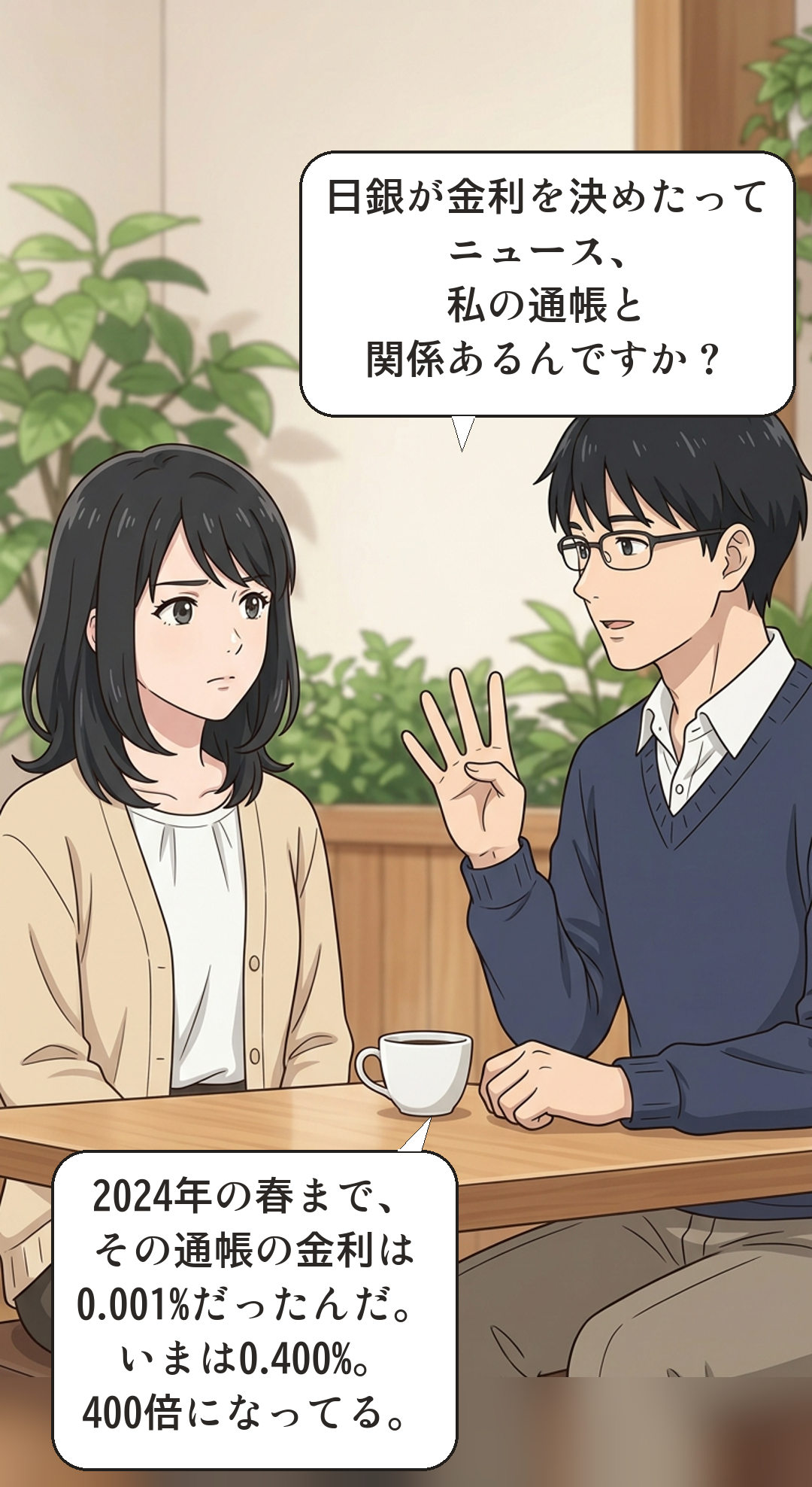 政策金利を学ぶカナの4コマ・転